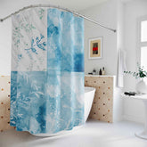 Blue Watercolor Floral Shower Curtain – Coastal Botanical Bathroom Decor