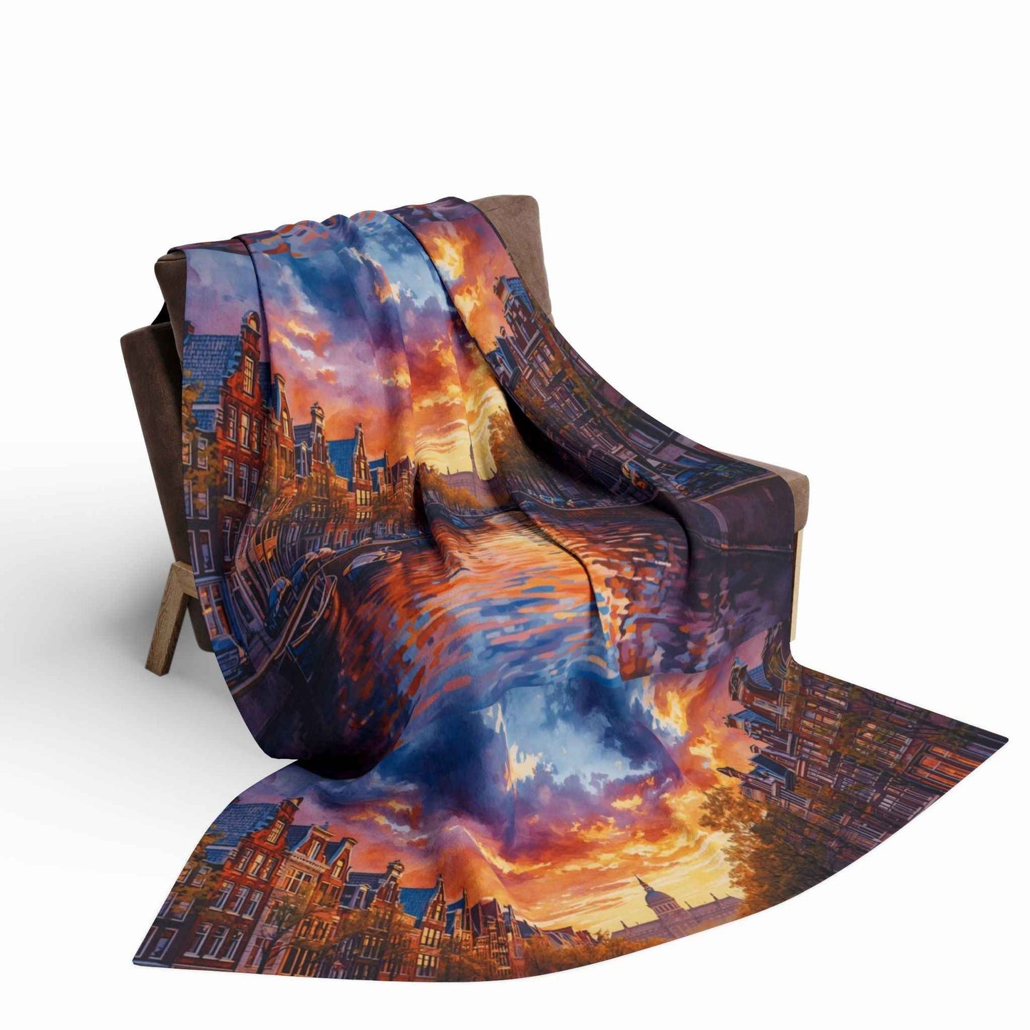 Reflections of Amsterdam Sunset Arctic Fleece Blanket