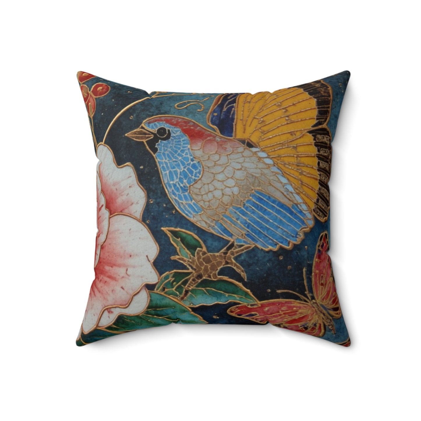 Peacock Feather Faux Suede Pillow – Botanical Accent Throw Pillow