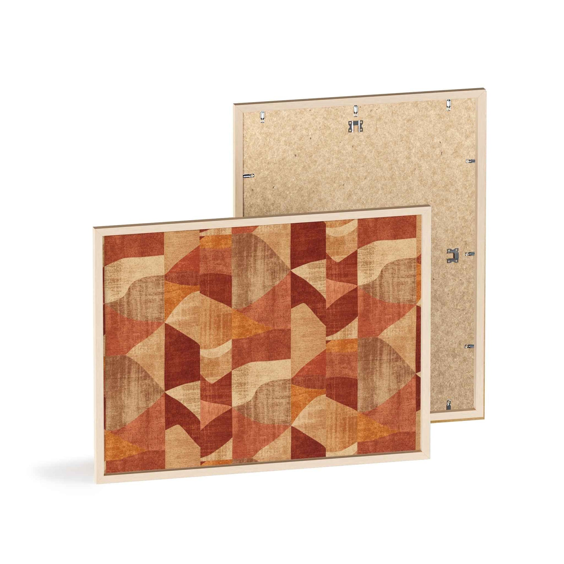 Faux Retro Geometric Poster with Wooden Frame