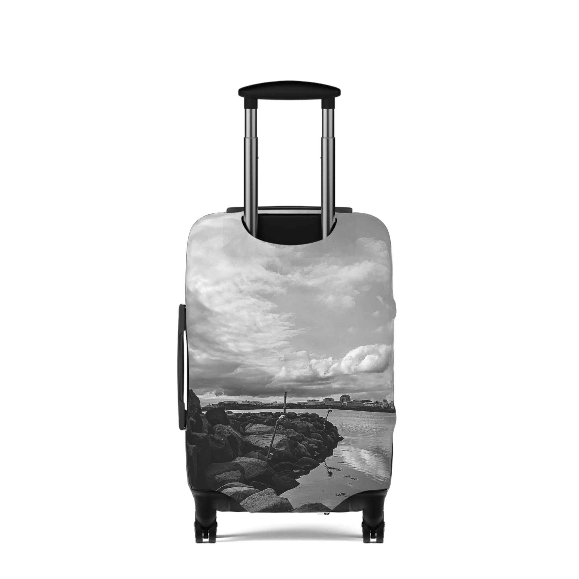 Black and White Iceland Luggage Cover - Stylish Protection from Rosetta Creative Boutique - Rosetta Creative Boutique