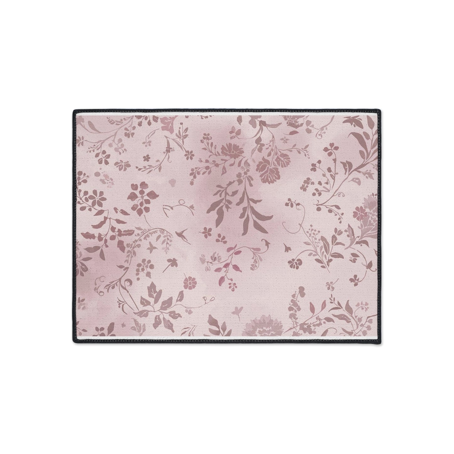 Floral Pink Heavy-Duty Floor Mat — Durable Non-Slip Entry Rug
