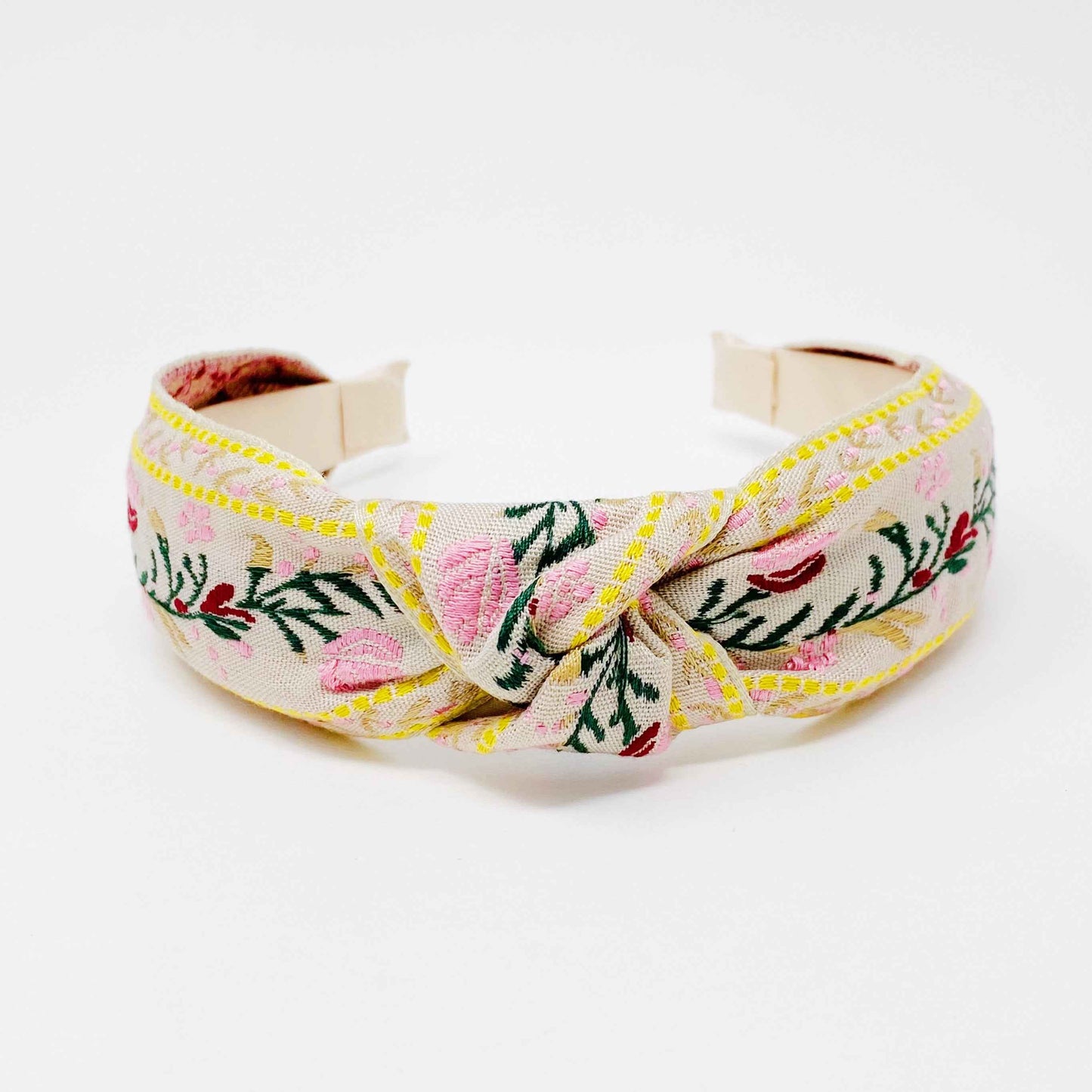 French Floral Embroidered Headband With Soft Edges For Comfort