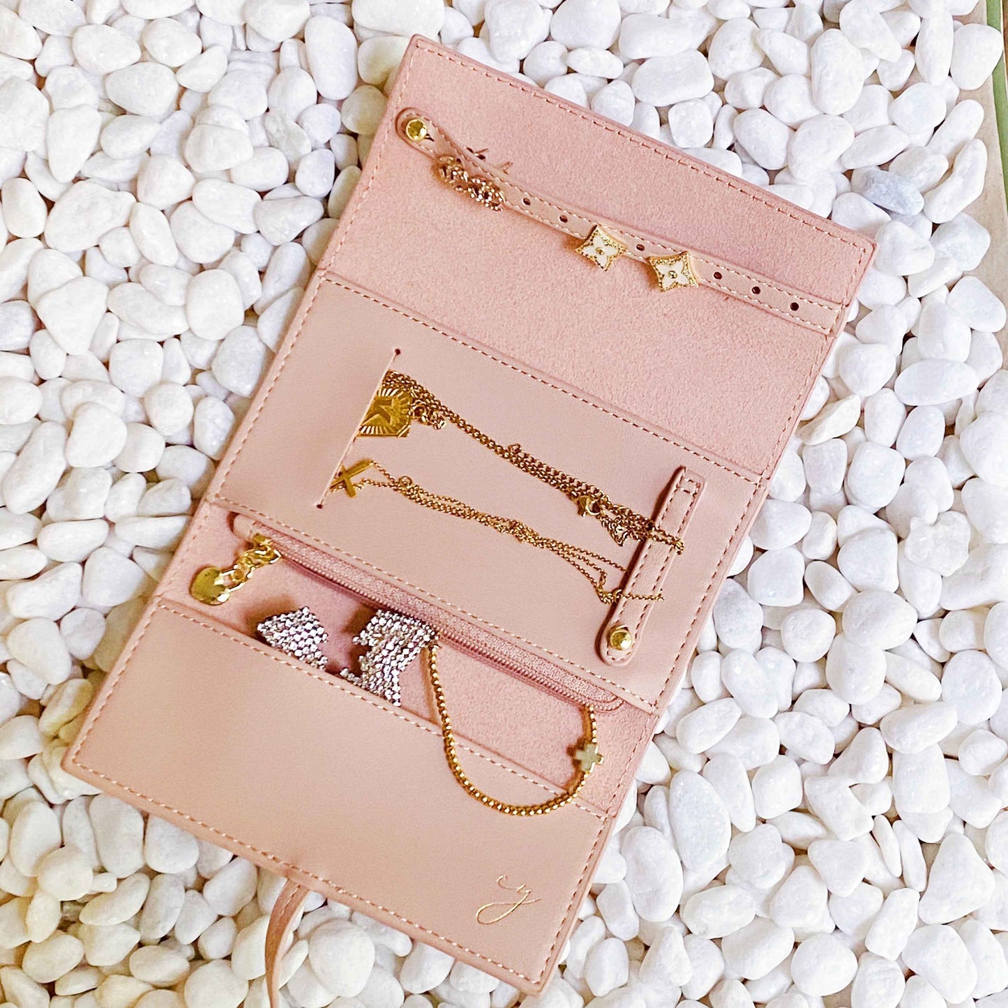 Always With Me Vegan Leather Jewelry Roll Travel Organizer