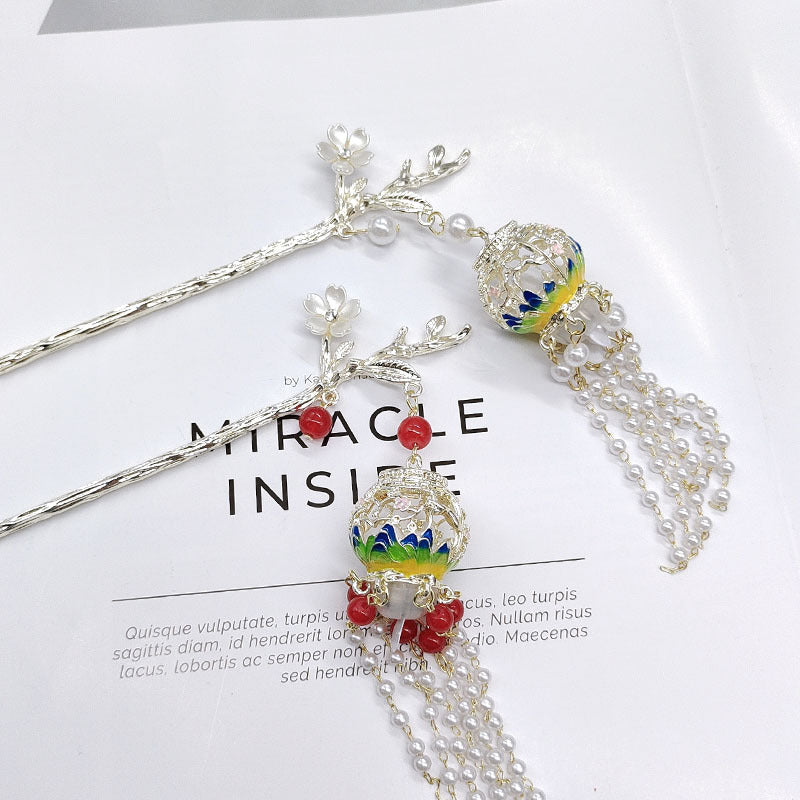 Ancient Chinese Style Landscape and Lantern Hairpin