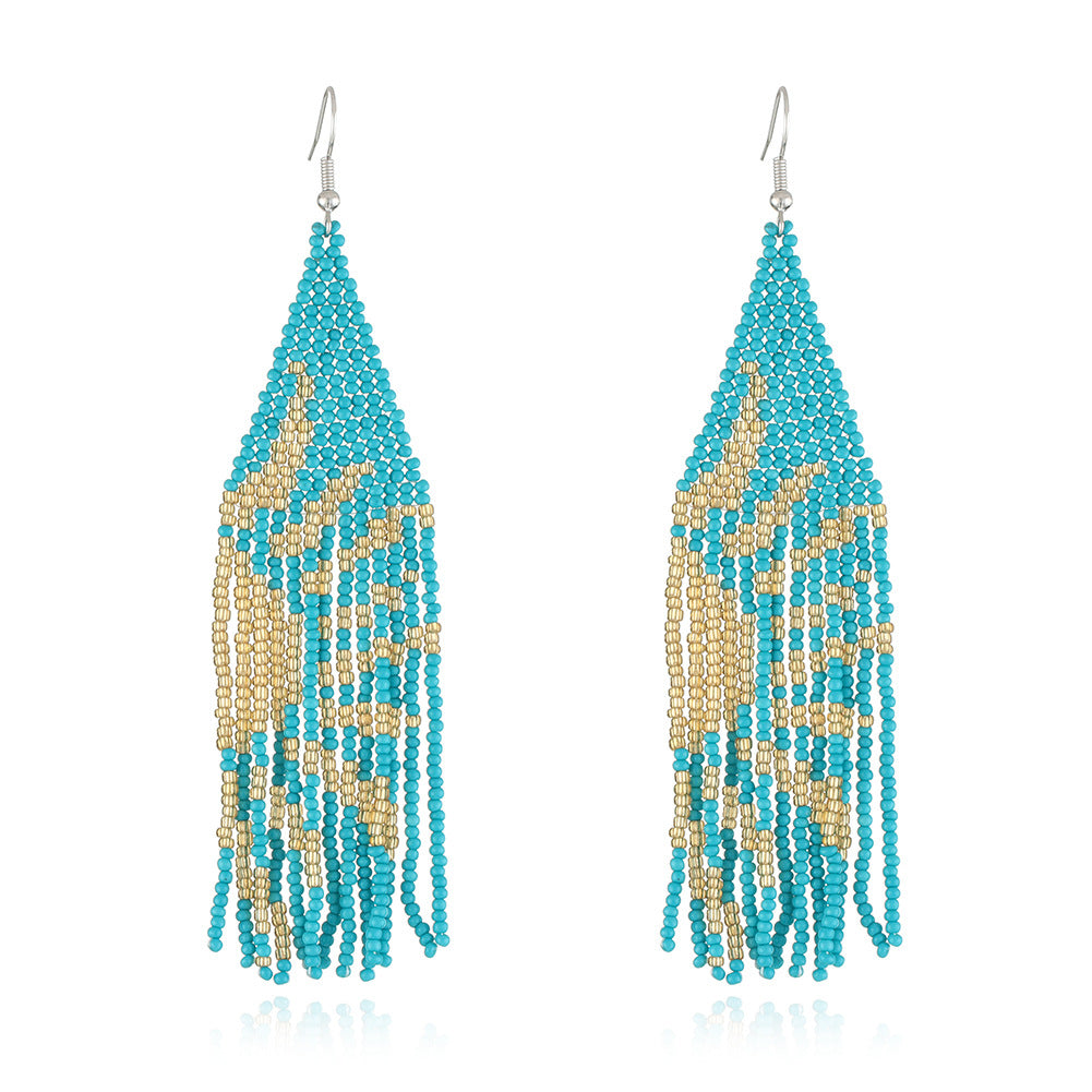 Bohemian Hand Woven Rice Bead Earrings