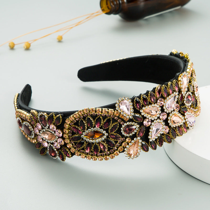 Luxurious Alloy Drop Shape Plaid Headband Electroplated For Women