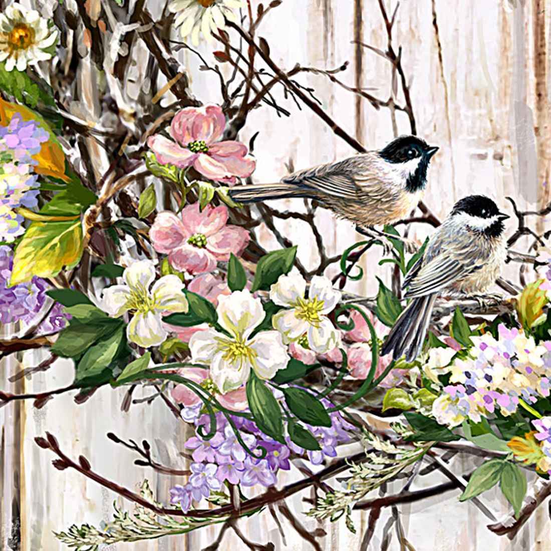 Spring Wreath Wooden Wall Art by D. Gelsinger - Easter Spring Decor - 95608B-1712