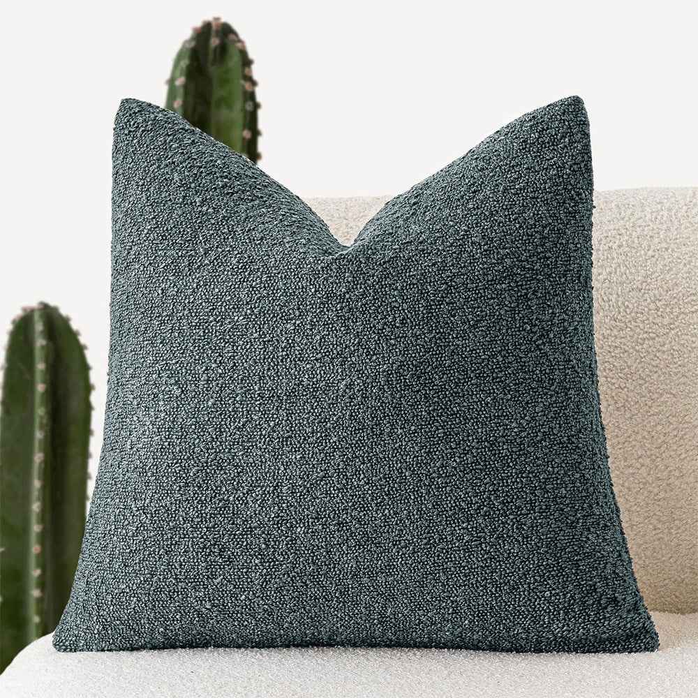 Decorative Boucle Throw Pillow Cover Solid Color Textured Cushion Case For Sofa