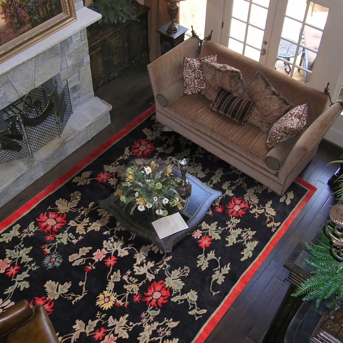 Arts & Crafts Hand Knotted 100% Wool Tibetan Area Rug Midnight Blue 6'1" x 8'8"-0