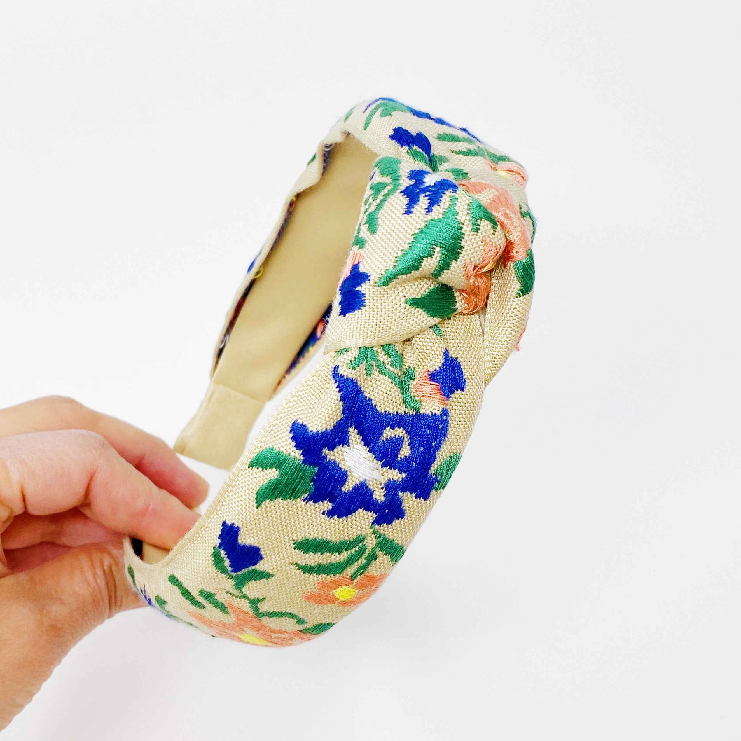 French Floral Embroidered Headband With Soft Edges For Comfort