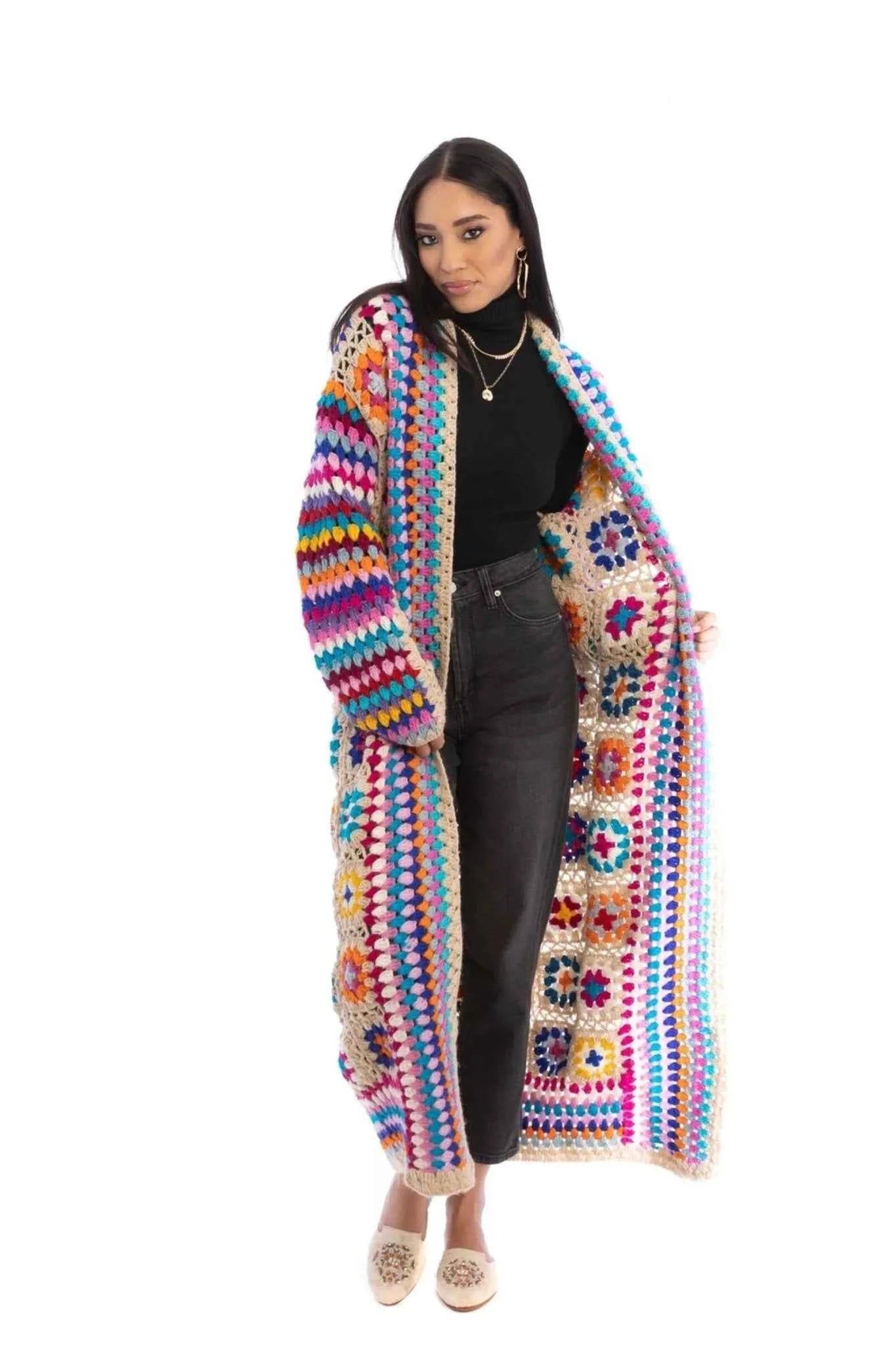 Hand Crocheted Long Kimono