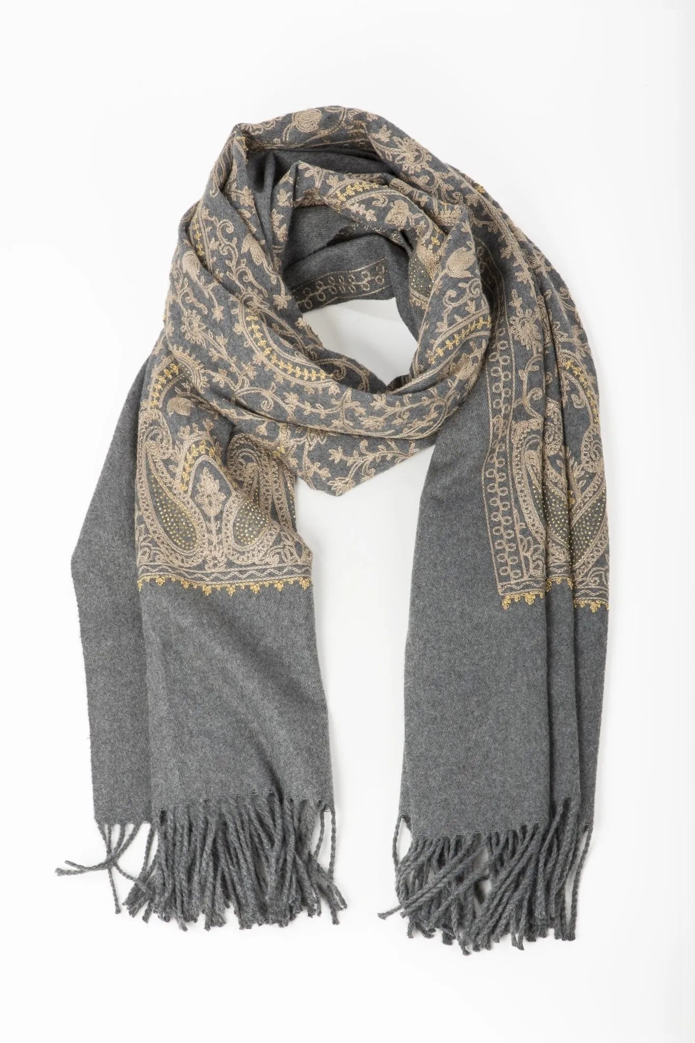 Shimmering Embroidered Reversible Scarf