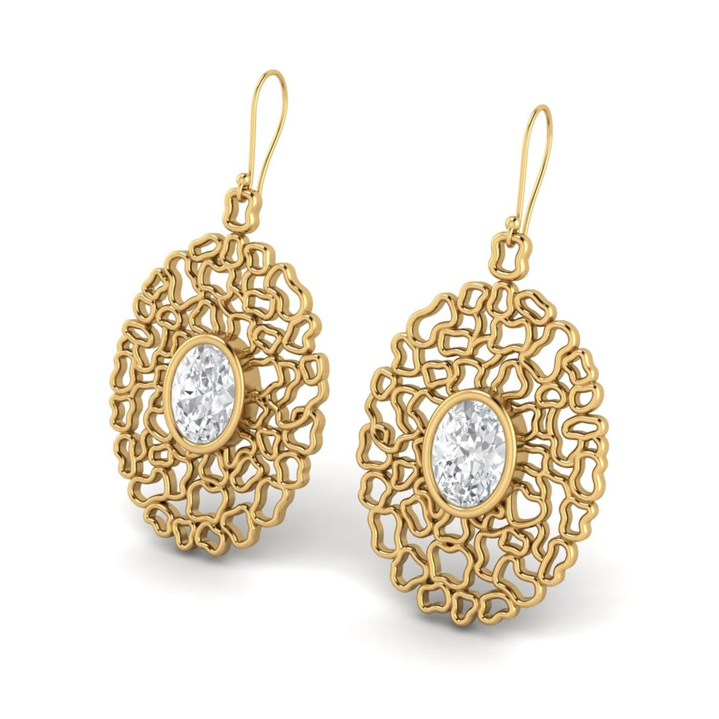 Moissanite Drop Earrings in Artistic Openwork Design - Sterling Silver - Rosetta Creative Boutique