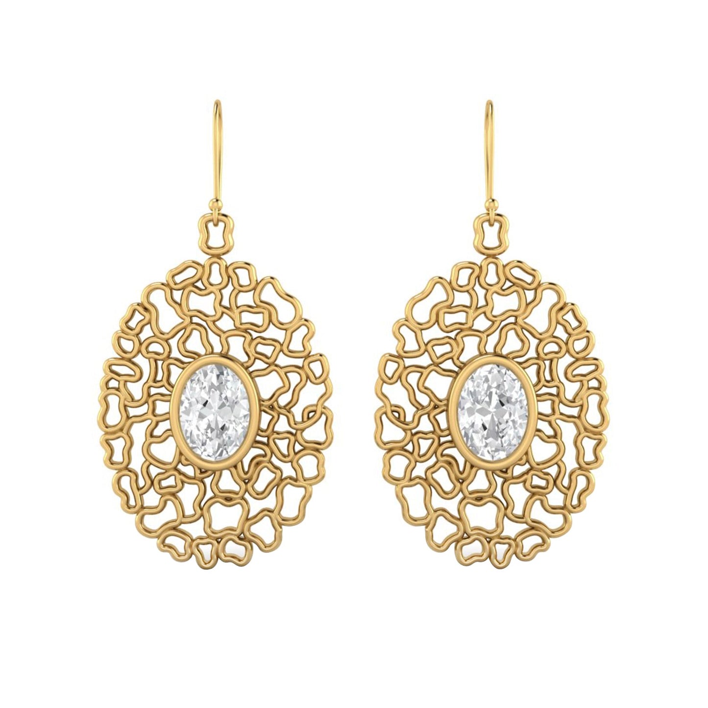 Moissanite Drop Earrings in Artistic Openwork Design - Sterling Silver - Rosetta Creative Boutique