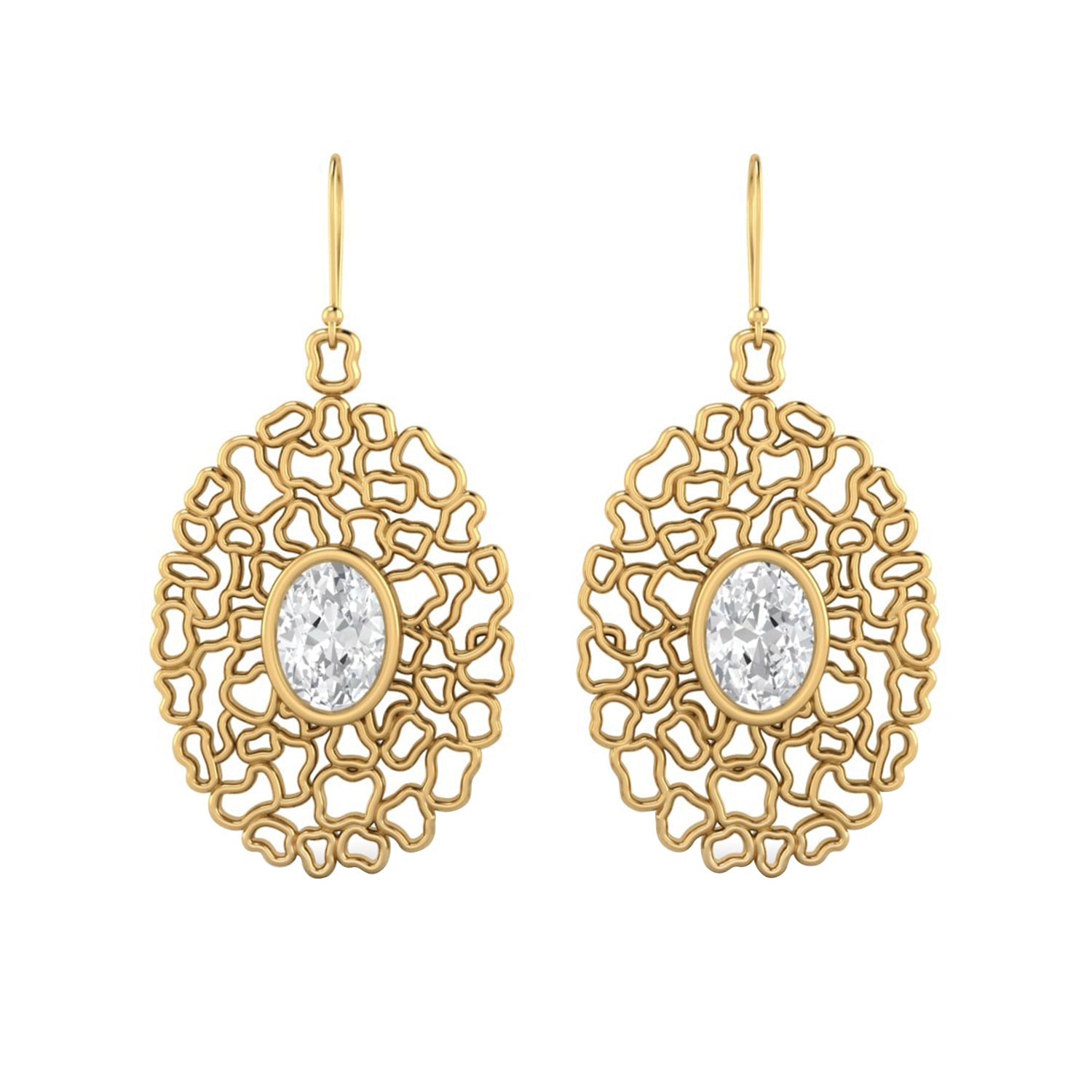 Moissanite Drop Earrings in Artistic Openwork Design - Sterling Silver - Rosetta Creative Boutique