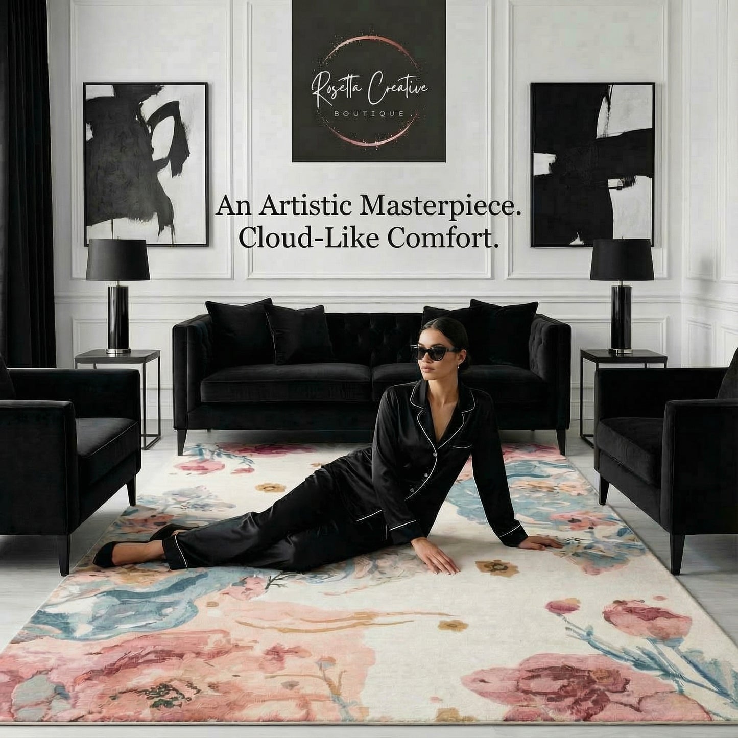 Floral Boho Area Rug for Living Room Home Decor Soft Comfort