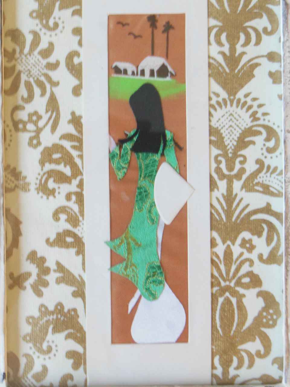 Ao Dai from Vietnam- silk and paper art- Framed