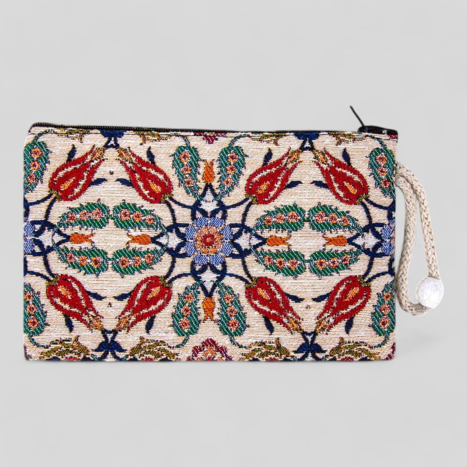 Authentic Kilim Clutch Purse Tulips Design Turkish Wallet - Rosetta Creative Boutique