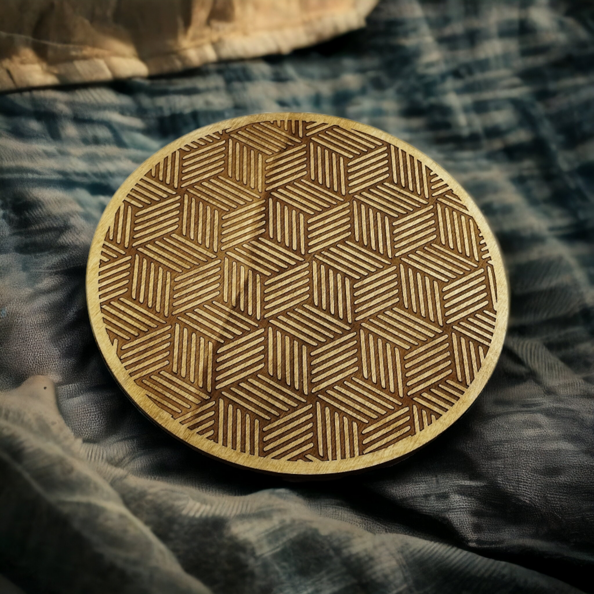 Geometric Cubes Pot Holder Wood Minimalist Handmade Gift For Kitchen