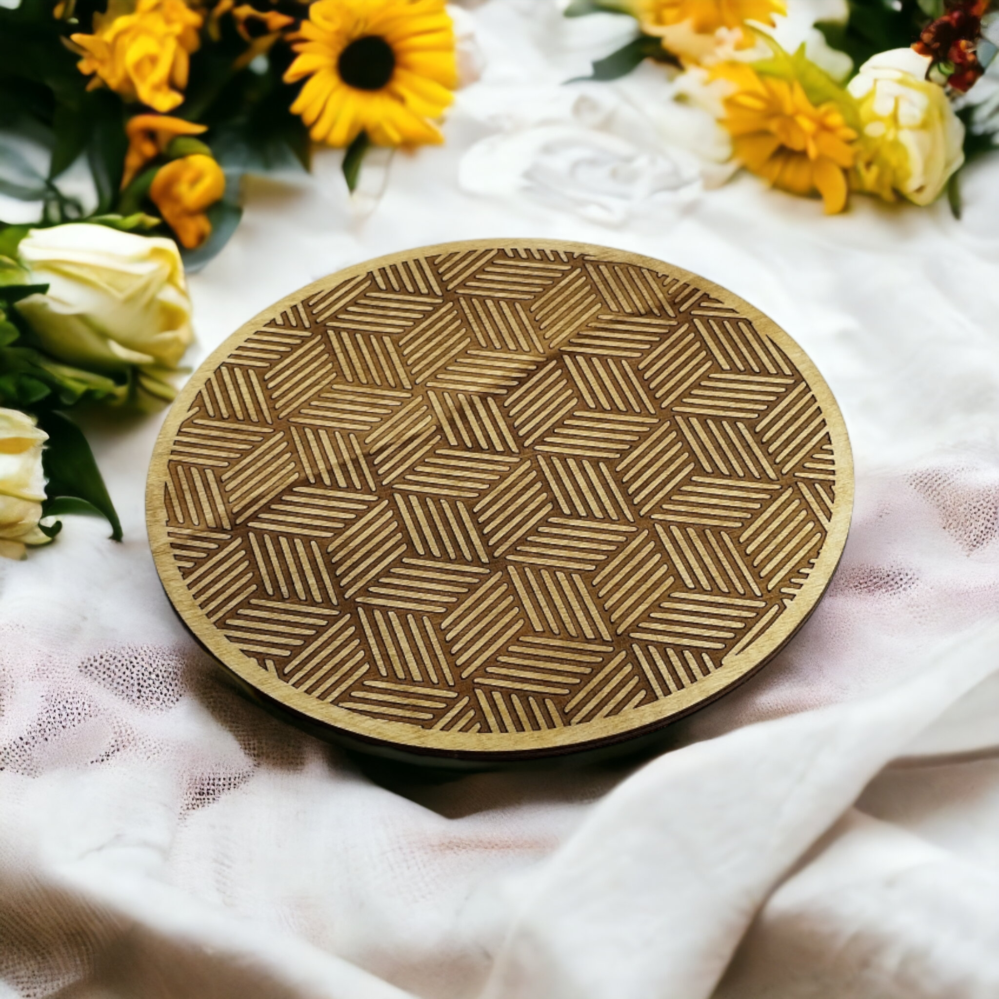 Geometric Cubes Pot Holder Wood Minimalist Handmade Gift For Kitchen