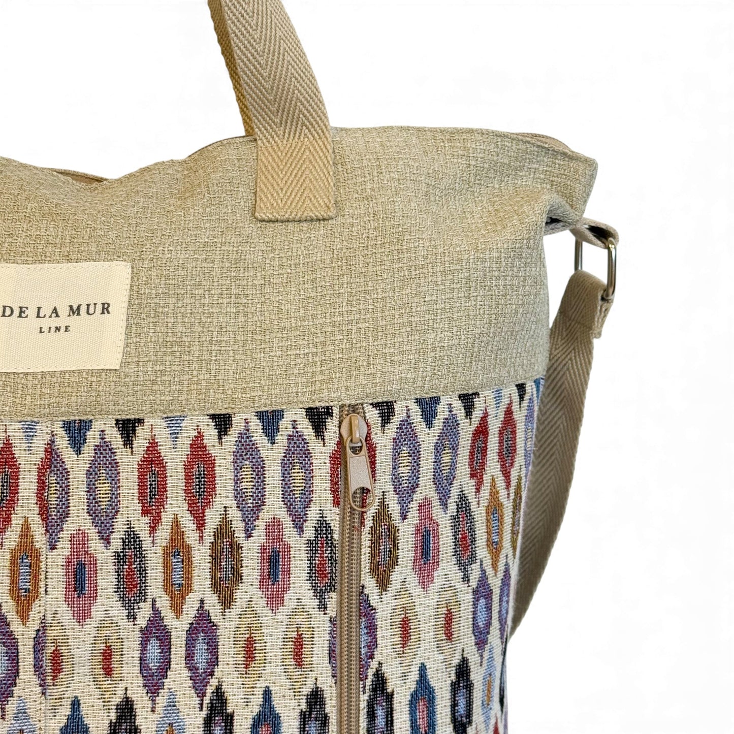 Geometric Jacquard Large Handbag – Multicolor & Beige (Urban)