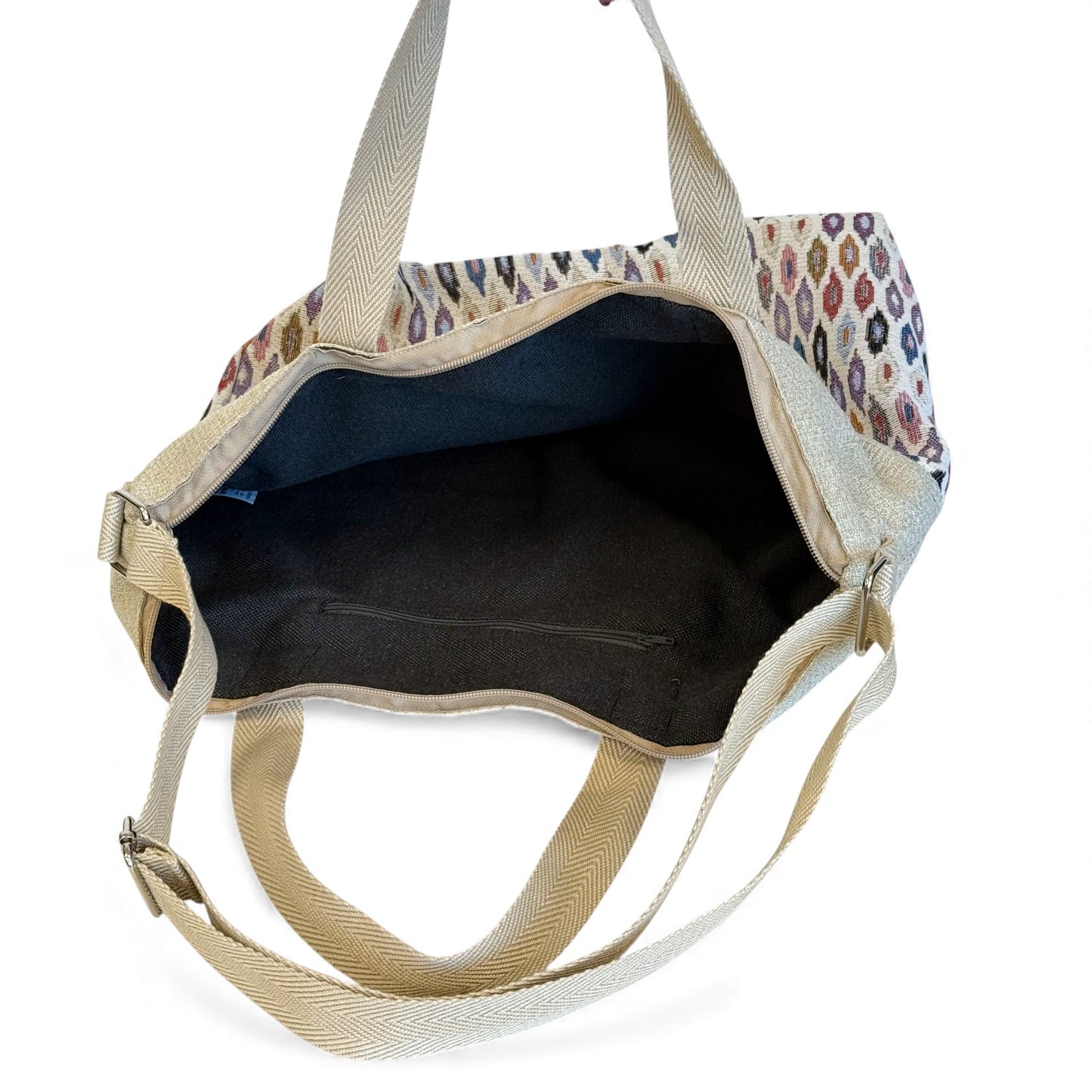 Geometric Jacquard Large Handbag – Multicolor & Beige (Urban)