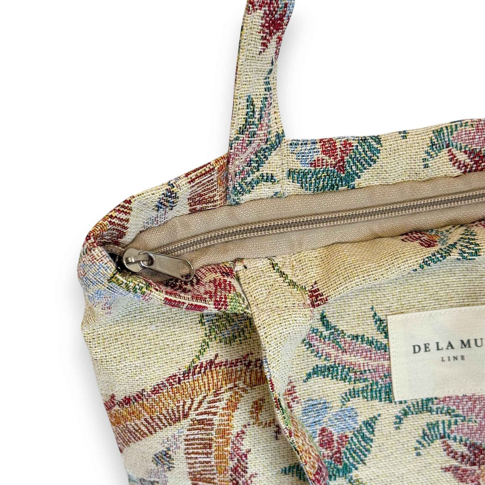 Floral Jacquard Medium Zippered Bag – Multicolor (Color)