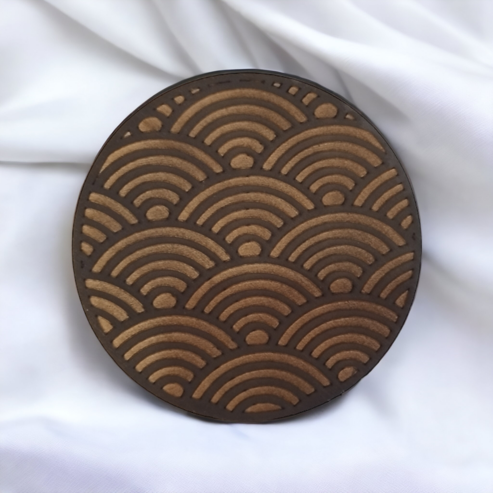 Set of 4 Black Geometric Wooden Coasters Handmade Gift for Housewarming