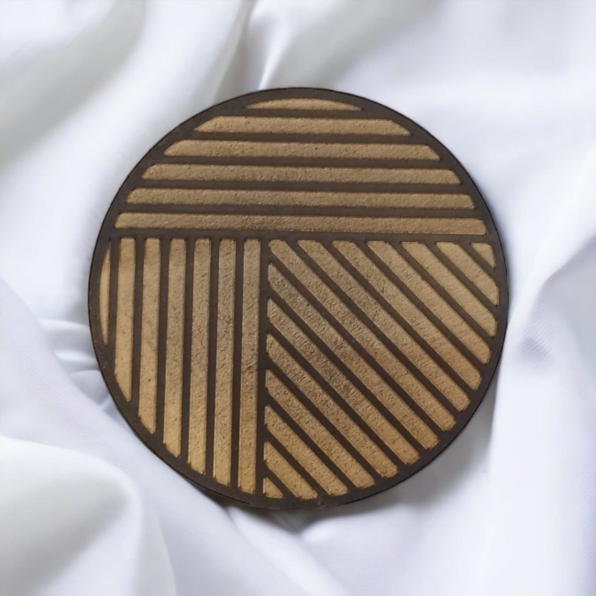 Set of 4 Black Geometric Wooden Coasters Handmade Gift for Housewarming