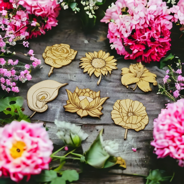 Flowers Wooden Coaster Set Of 6 Handmade Gift For Housewarming Kitchenware