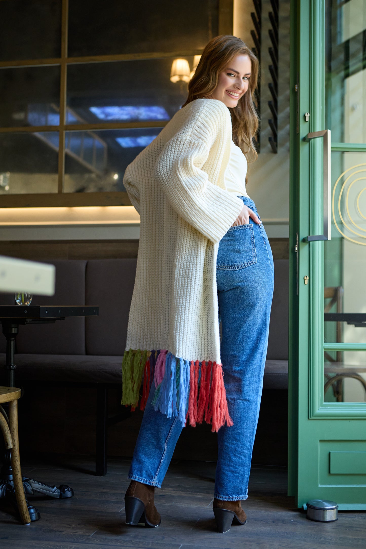 Rainbow Tassel Knit Kimono