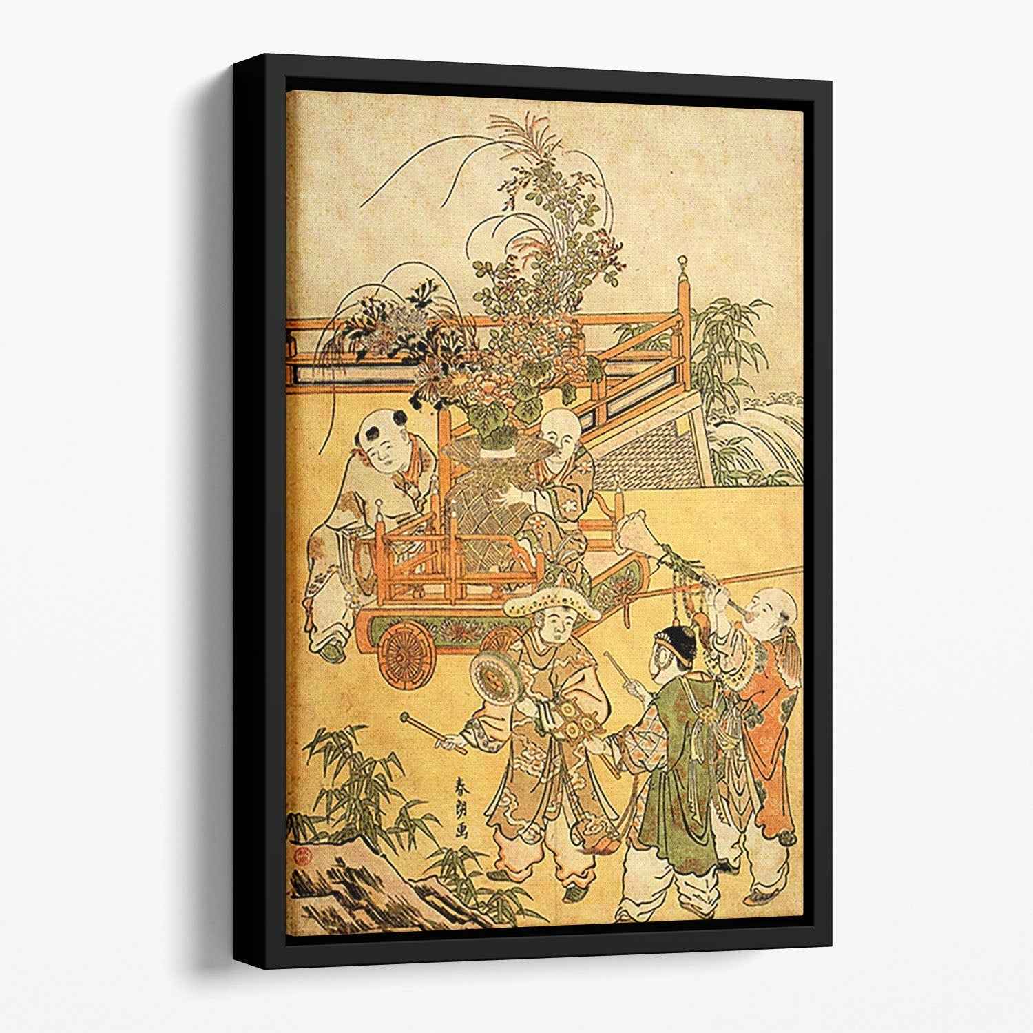 Chinese Children by Hokusai Floating Framed Canvas Art Portrait