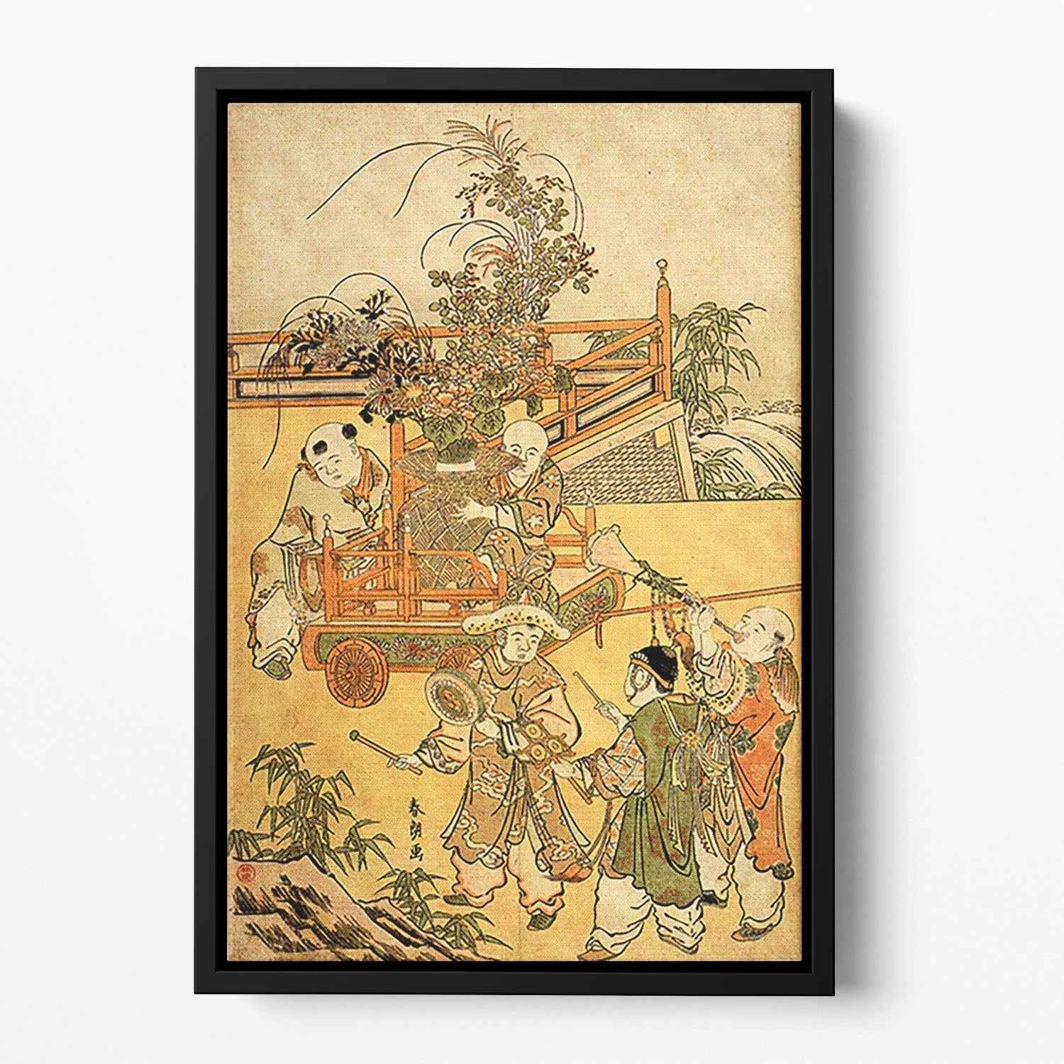 Chinese Children by Hokusai Floating Framed Canvas Art Portrait
