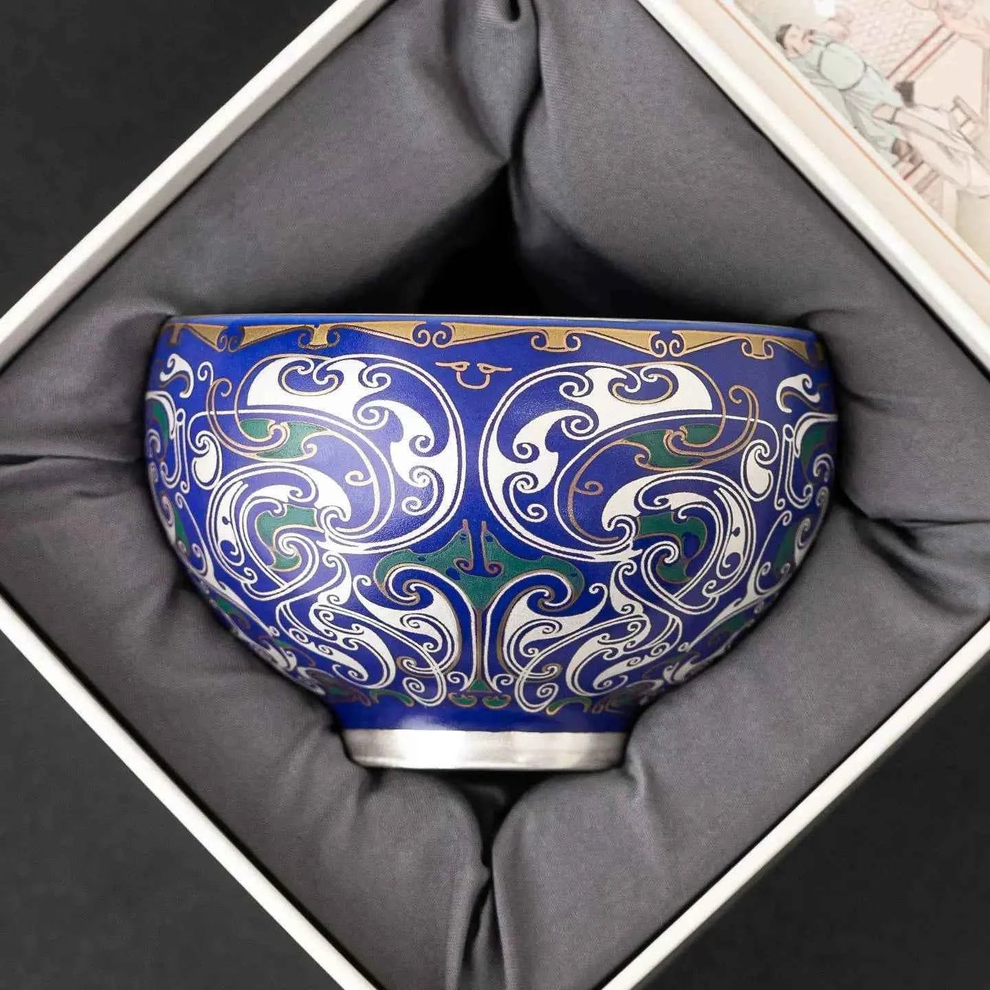 Imperial Blue Silver Filigree Master Cup | Luxury Porcelain Teaware