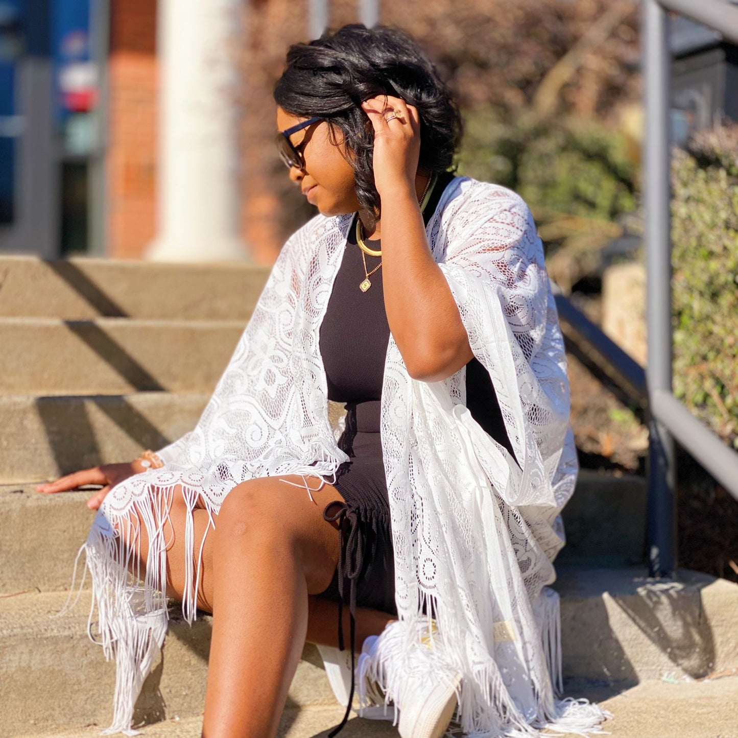 Elegant Bohemian Lace Fringed Kimono Beach Cover Up - Rosetta Creative Boutique