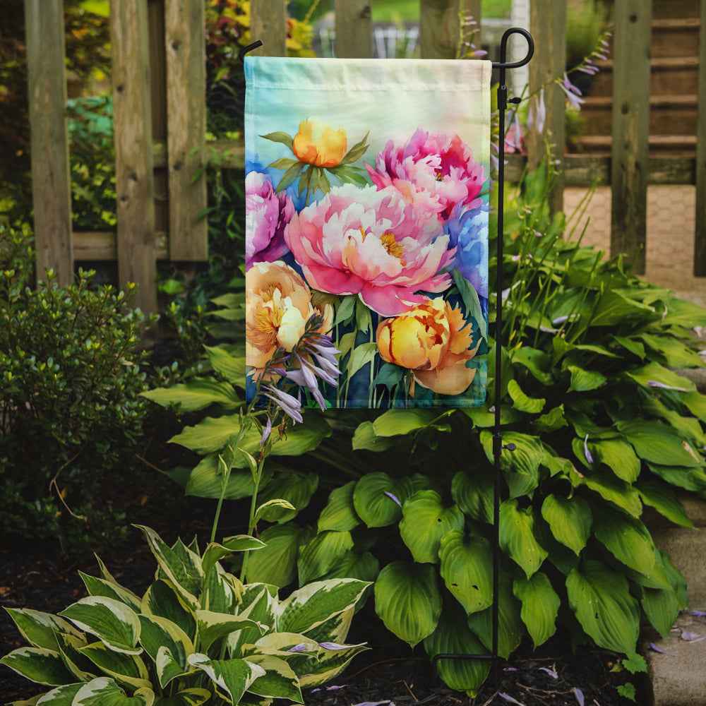 Peonies in Watercolor Garden Flag
