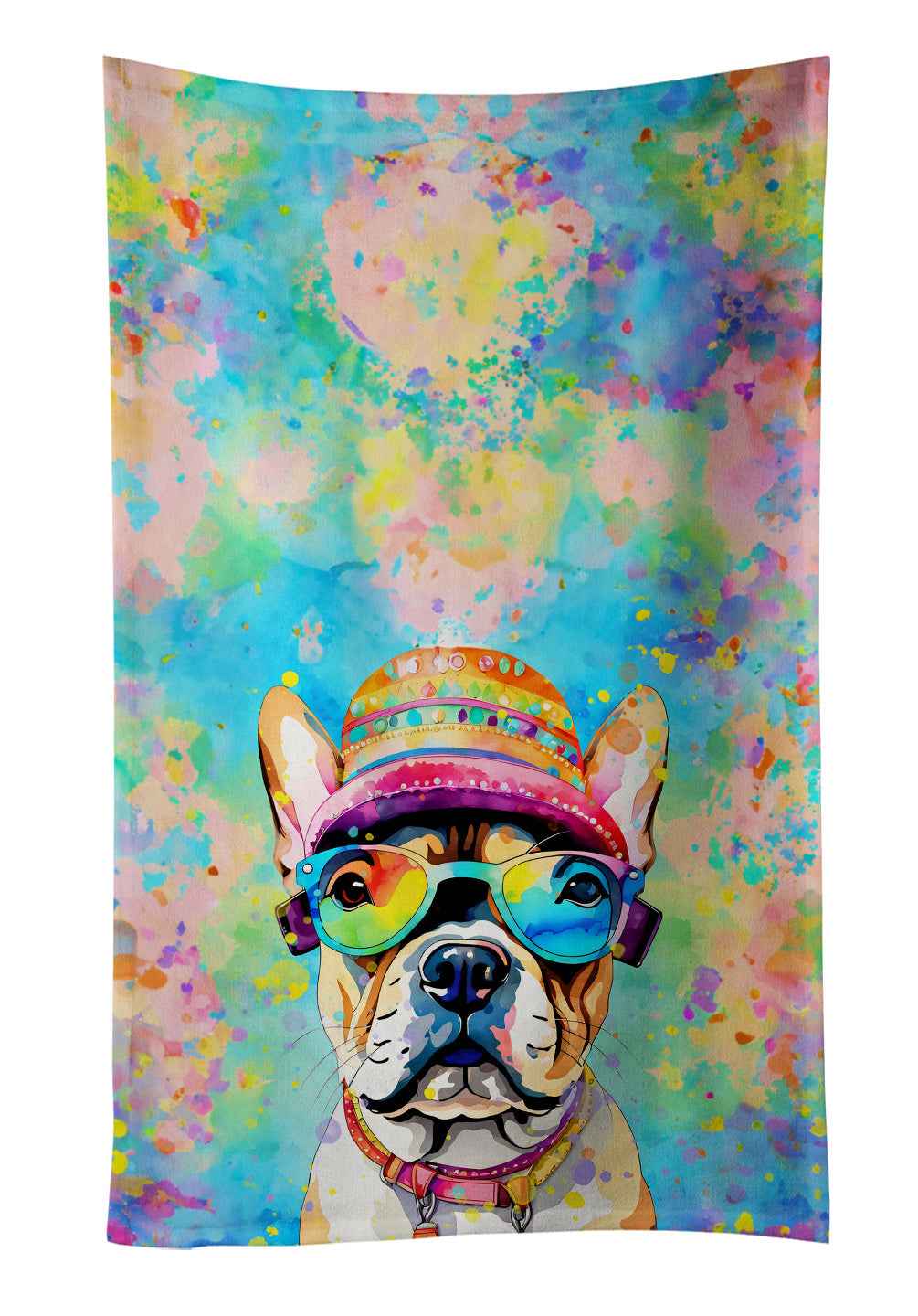 French Bulldog Hippie Dawg Kitchen Towel