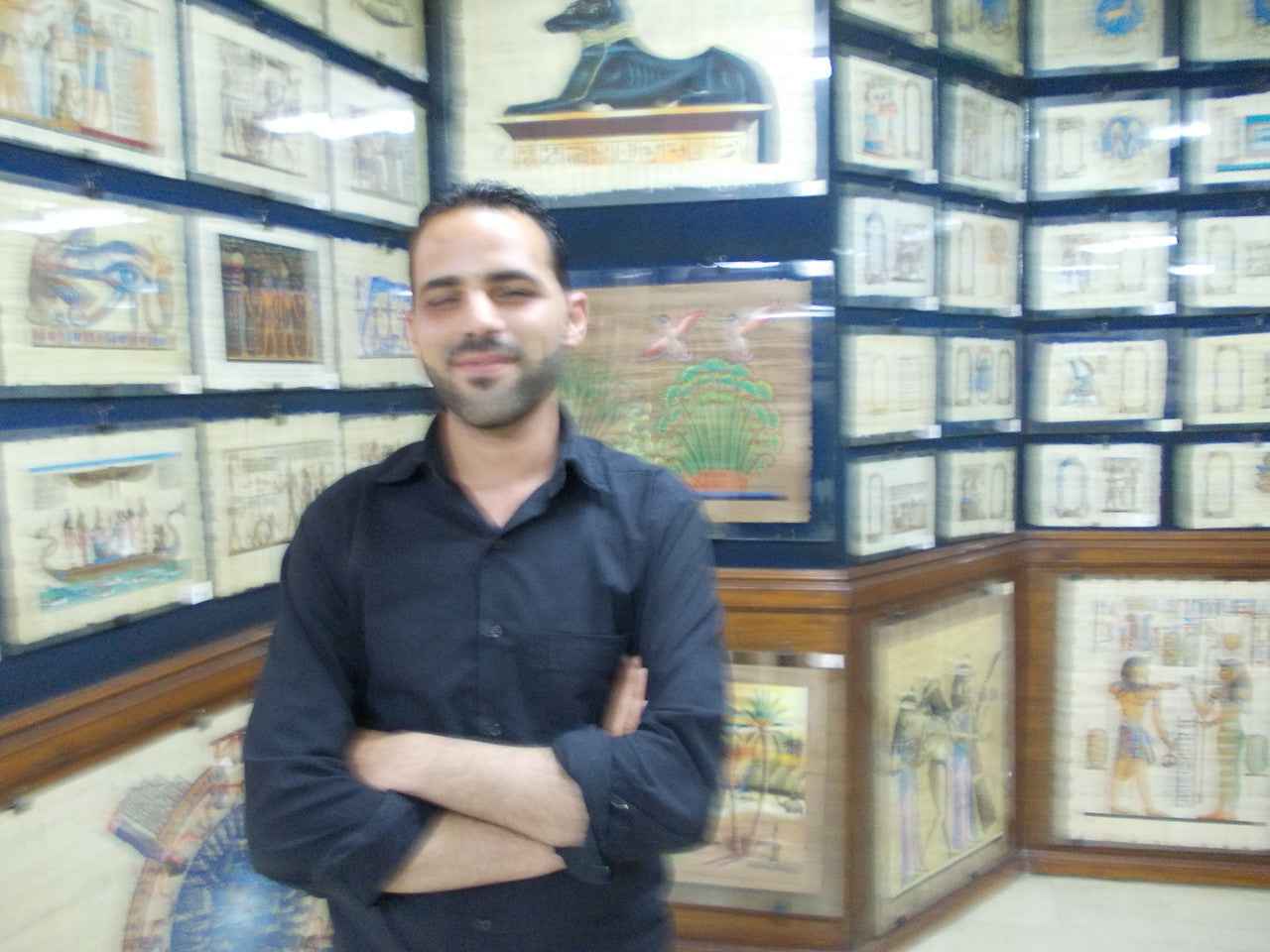 Giant Pharaoh.  Papyrus painting from Egypt in Italian frame.