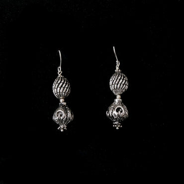 Double Carved Ball Earrings-1