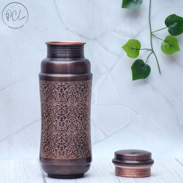 Copper Water Bottle Leak Proof Rust Free Antique Engraved - Rosetta Creative Boutique