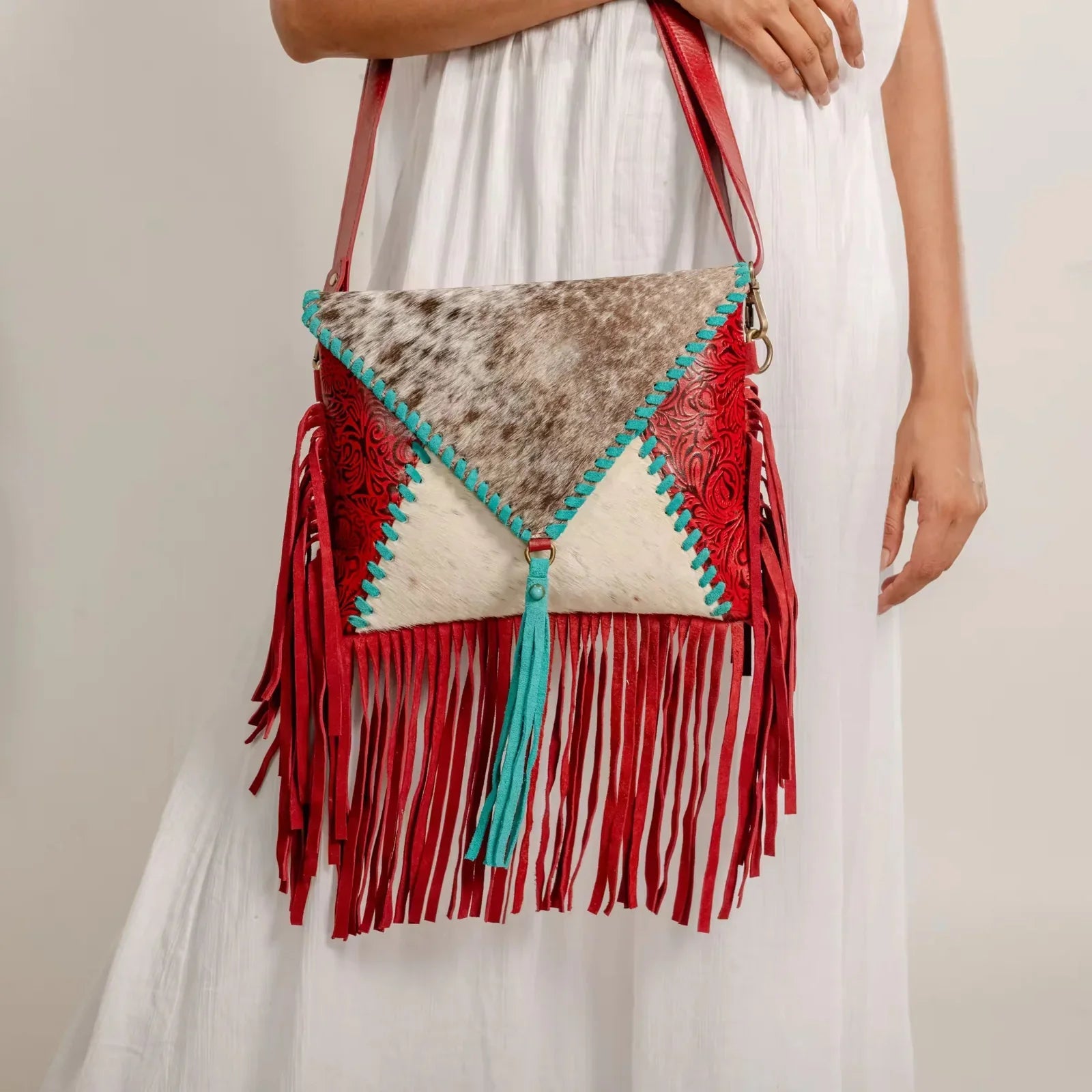 Authentic Suede Leather Bohemian Fringe Crossbody Purse - Rosetta Creative Boutique