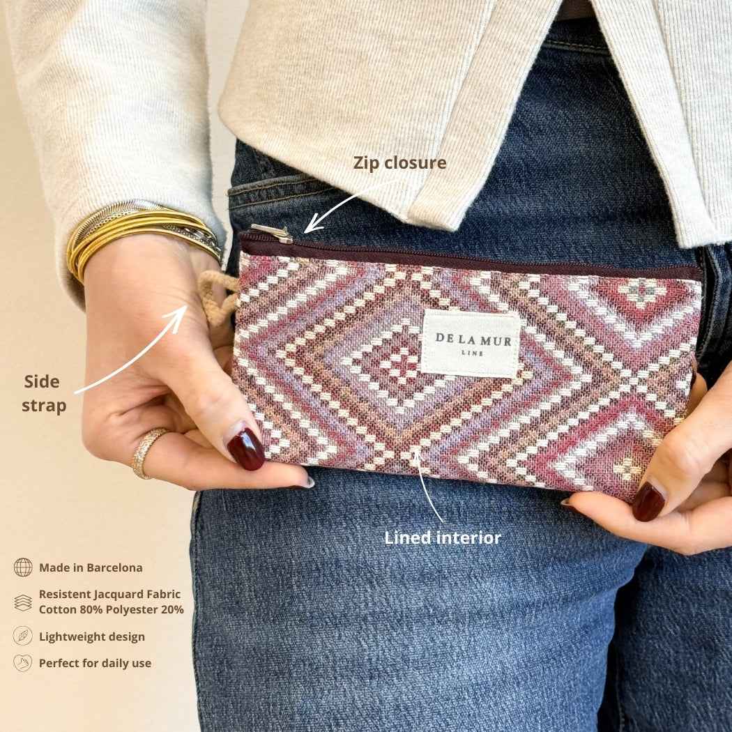 Geometric Jacquard Eyewear Case – Pink & Lilac (Nana)
