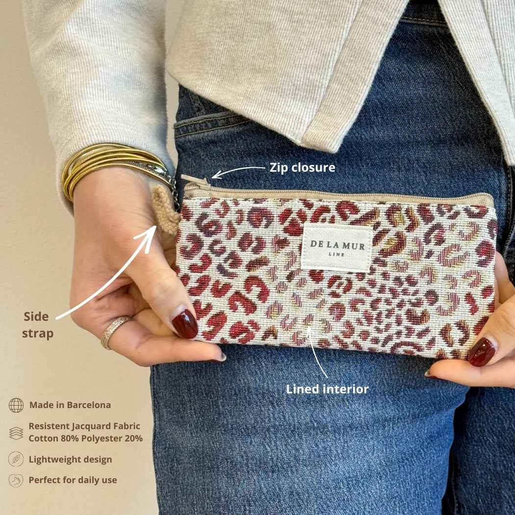 Leopard Jacquard Eyewear Case – Burgundy & Cream (Talco)
