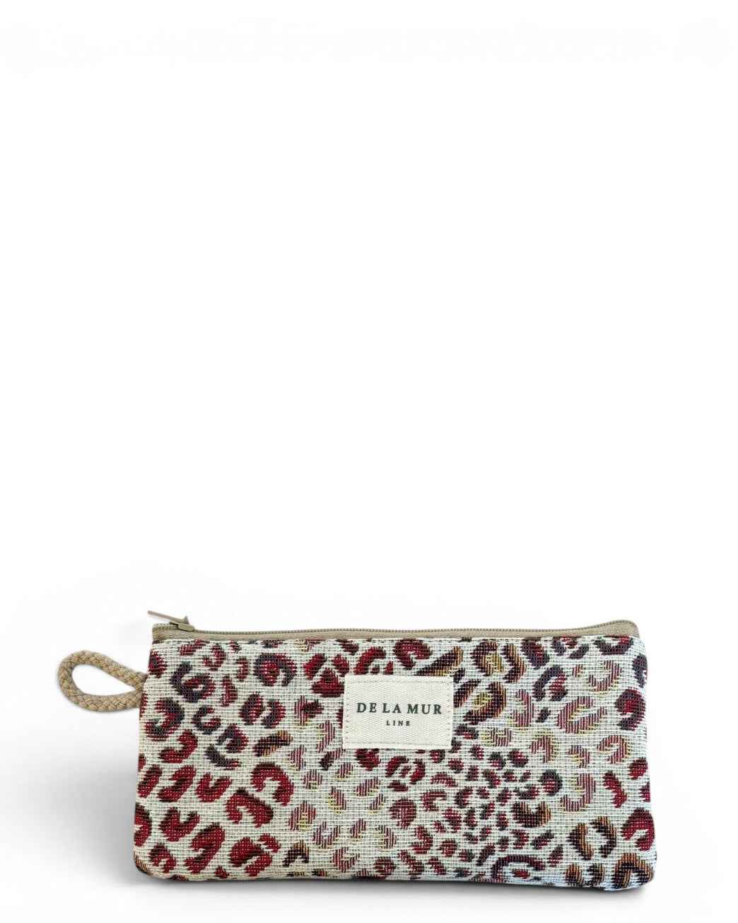 Leopard Jacquard Eyewear Case – Burgundy & Cream (Talco)