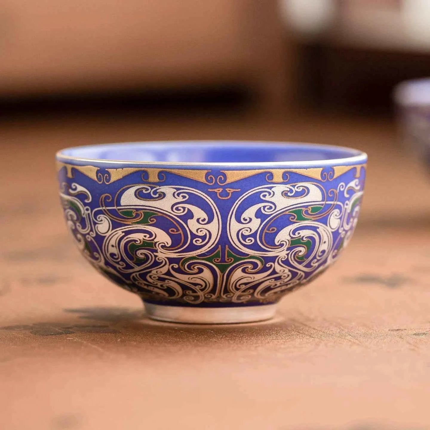 Imperial Blue Silver Filigree Cup | Handcrafted Porcelain Tea Bowl