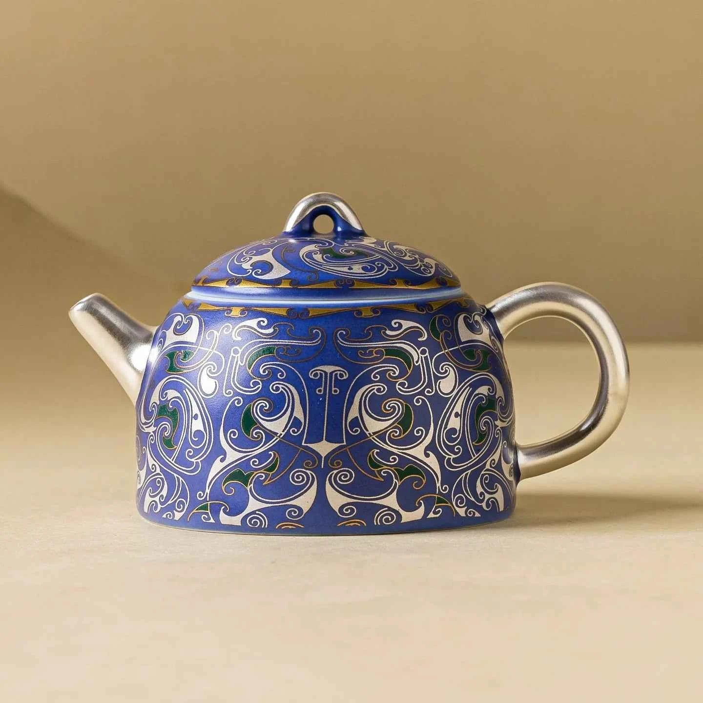999 Silver Filigree Porcelain Teapot & Saucer Gift Set — Imperial Blue Collection