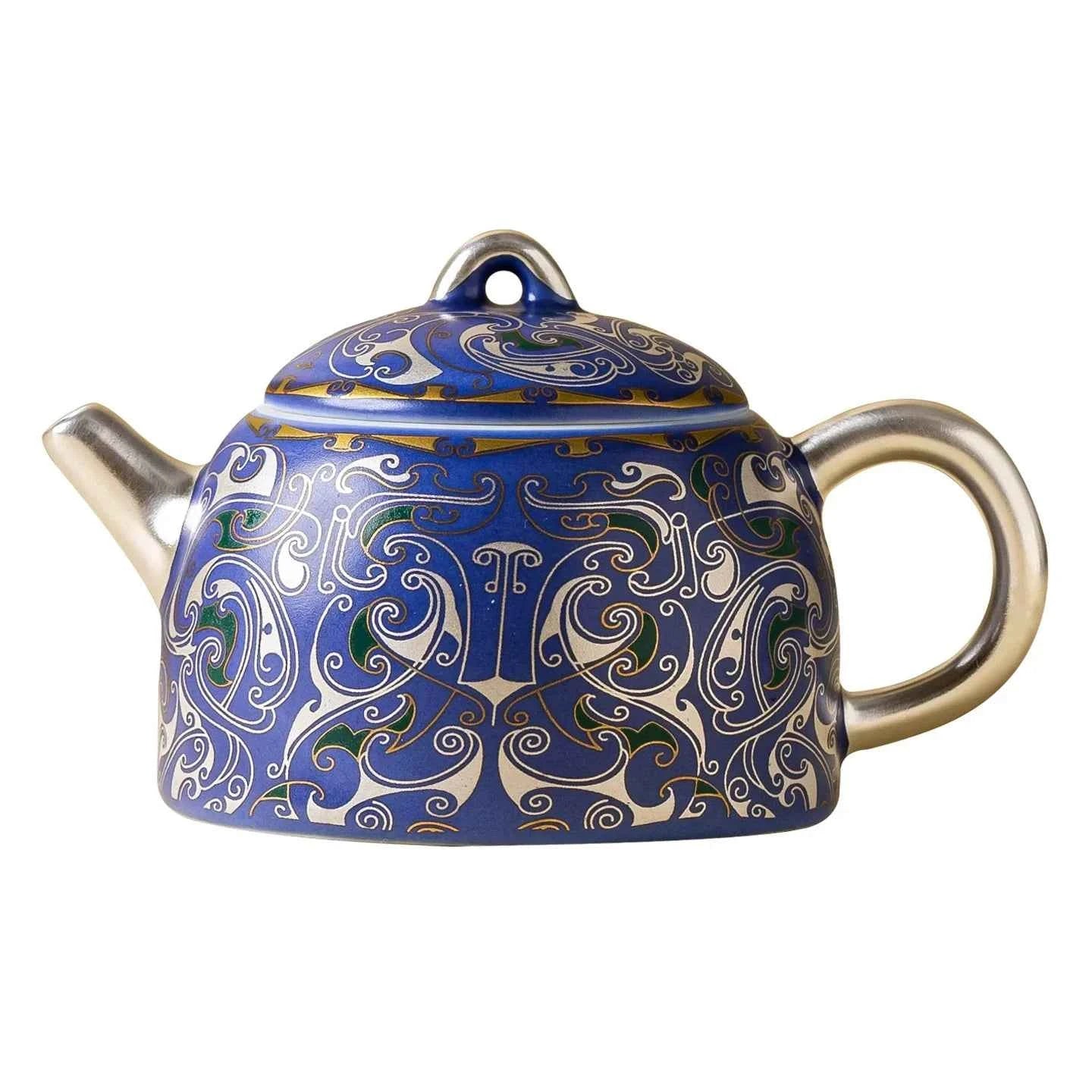 999 Silver Filigree Porcelain Teapot & Saucer Gift Set — Imperial Blue Collection