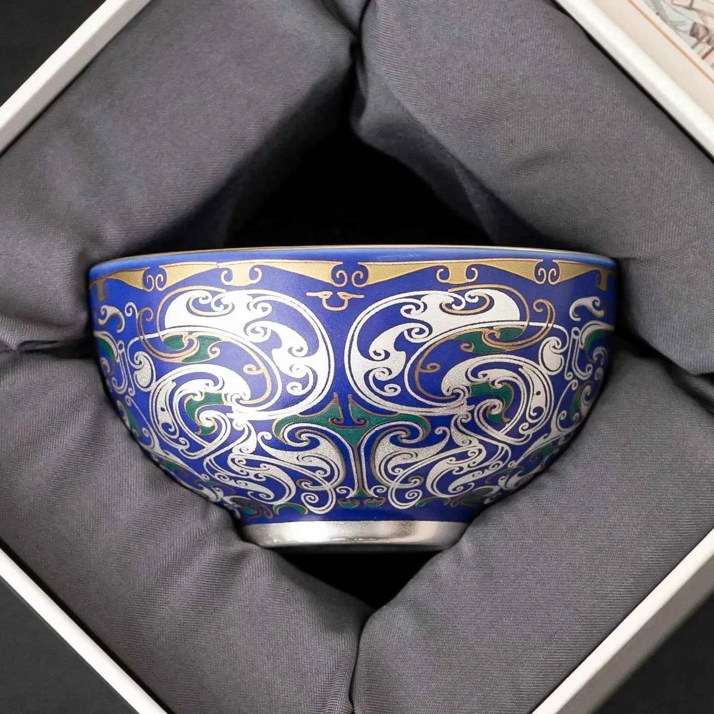 Imperial Blue Silver Filigree Cup | Handcrafted Porcelain Tea Bowl