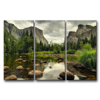 Yosemite Mountain Stream 3 Piece Framed Canvas Wall Art - Rosetta Creative Boutique